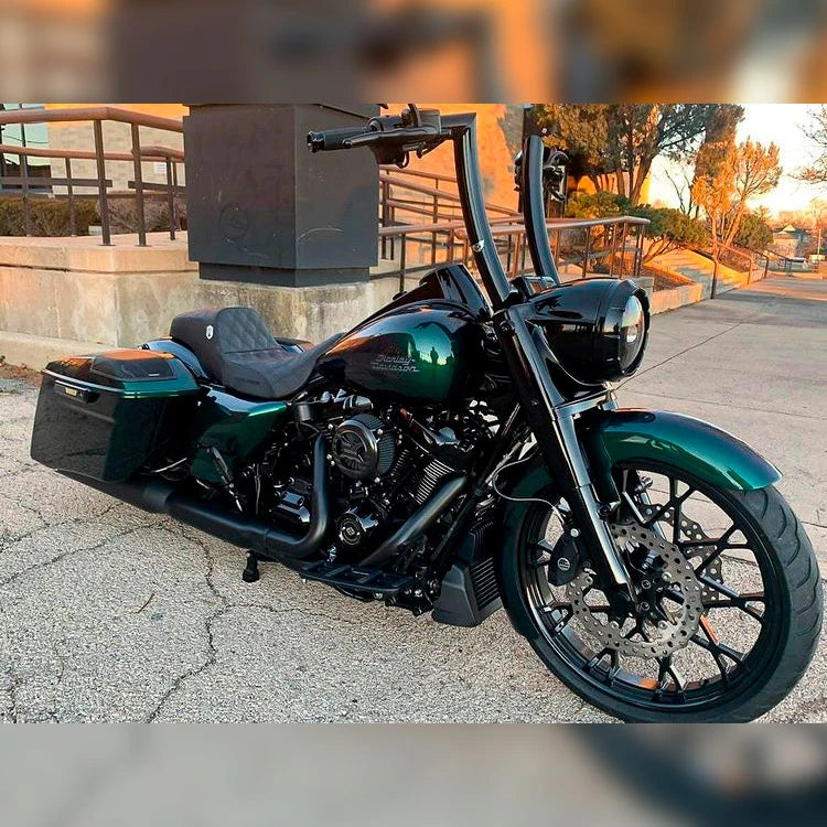 Wings Custom King Curve Rhino 2" Handlebars - Road King 00-24 - Gloss Black / Matte Black