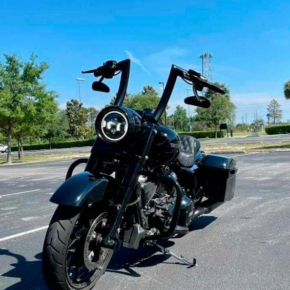 Wings Custom King Curve Rhino 2" Handlebars - Road King 00-24 - Gloss Black / Matte Black