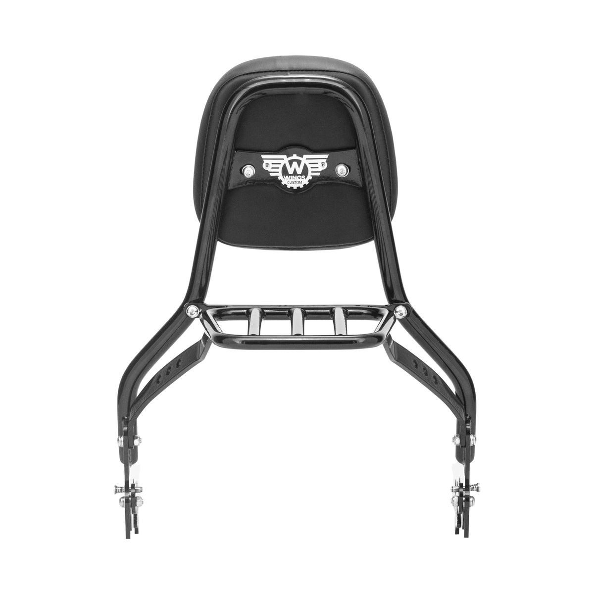 Wings Custom Sissy Bar King Low 16" Detachable with Luggage Rack - Breakout 13-26 - Gloss Black / Matte Black