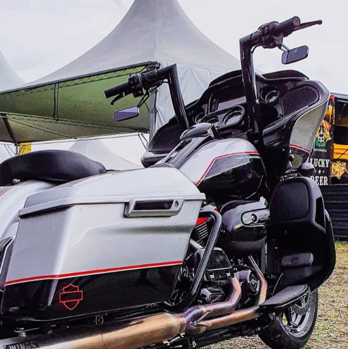 Wings Custom King Curve Rhino 2" Handlebar Kit with Cables - Road Glide 08-13 & 21-26 (Cable Clutch) - Gloss Black / Matte Black
