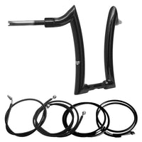 Wings Custom Diablo Rhino 2" Handlebar Kit with Cables & Wiring - Road King 14-20 (Hydraulic Clutch) - Gloss Black / Matte Black