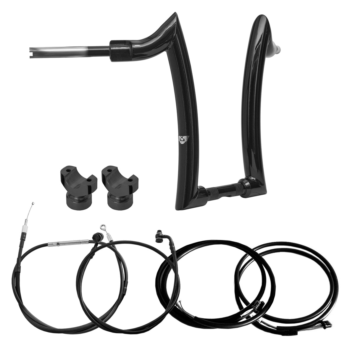 Wings Custom Diablo Rhino 2" Handlebar Kit with Clamps, Cables & Wiring - Breakout 16-26 (E-Throttle) - Gloss Black / Matte Black