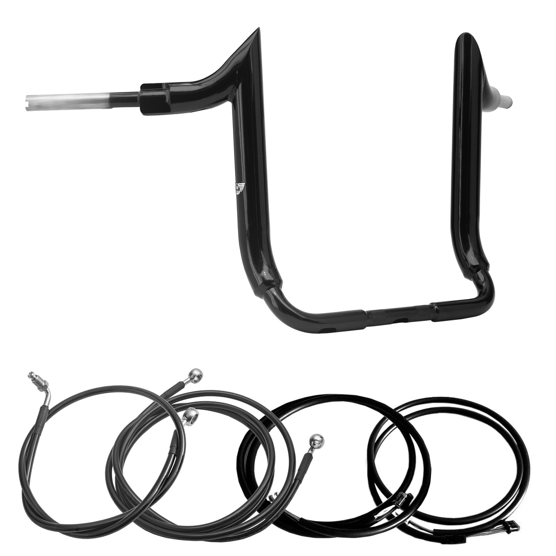 Wings Custom Diablo Rhino 2" Handlebar Kit with Cables & Wiring - Electra Glide 14-20 (Hydraulic Clutch) - Gloss Black / Matte Black