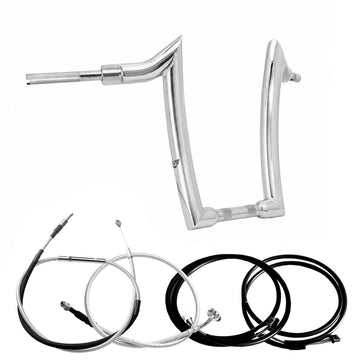 Wings Custom Diablo Curve Rhino 2" Handlebar Kit with Cables & Wiring - Softail 16-26 (E-Throttle) - Polished Stainless Steel