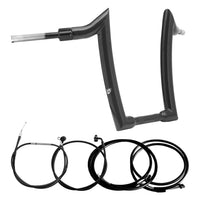 Wings Custom Diablo Curve Rhino 2" Handlebar Kit with Cables & Wiring - Road King 14-16 & 21-25 (Cable Clutch) - Gloss Black / Matte Black