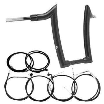 Wings Custom Diablo Curve Rhino 2" Handlebar Kit with Cables & Wiring - Softail 11-15 (Cable Throttle) - Gloss Black / Matte Black