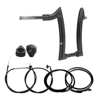 Wings Custom Diablo Rhino 2" Handlebar Kit with Clamps, Cables & Wiring - Fat Bob 18-26 (E-Throttle) - Gloss Black / Matte Black