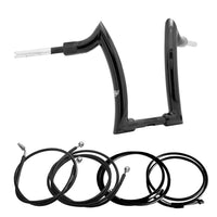 Wings Custom Front Diablo Rhino 2" Handlebar Kit with Cables & Wiring - Road King 14-20 (Hydraulic Clutch) - Gloss Black / Matte Black