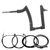 Wings Custom Front Diablo Rhino 2" Handlebar Kit with Cables & Wiring - Softail 16-26 (E-Throttle) - Gloss Black / Matte Black