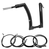 Wings Custom Front King Rhino 2" Handlebar Kit with Cables & Wiring - Road King 14-20 (Hydraulic Clutch) - Gloss Black / Matte Black