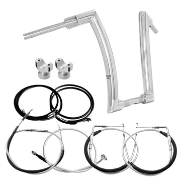 Wings Custom Front King Rhino 2" Handlebar Kit with Clamps, Cables & Wiring - Breakout 13-15 (Cable Throttle) - Polished Stainless Steel