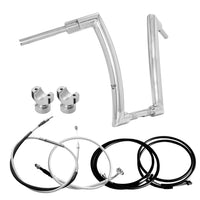 Wings Custom Front King Rhino 2" Handlebar Kit with Clamps, Cables & Wiring - Breakout 16-26 (E-Throttle) - Polished Stainless Steel