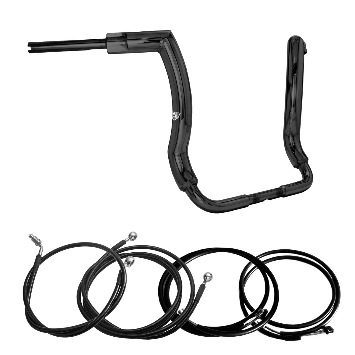 Wings Custom Front King Rhino 2" Handlebar Kit with Cables & Wiring - Street Glide 14-20 (Hydraulic Clutch) - Gloss Black / Matte Black