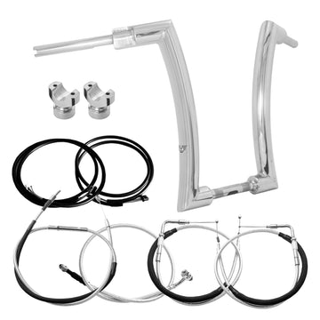 Wings Custom King Rhino 2" Handlebar Kit with Clamps, Cables & Wiring - Breakout 13-15 (Cable Throttle) - Polished Stainless Steel