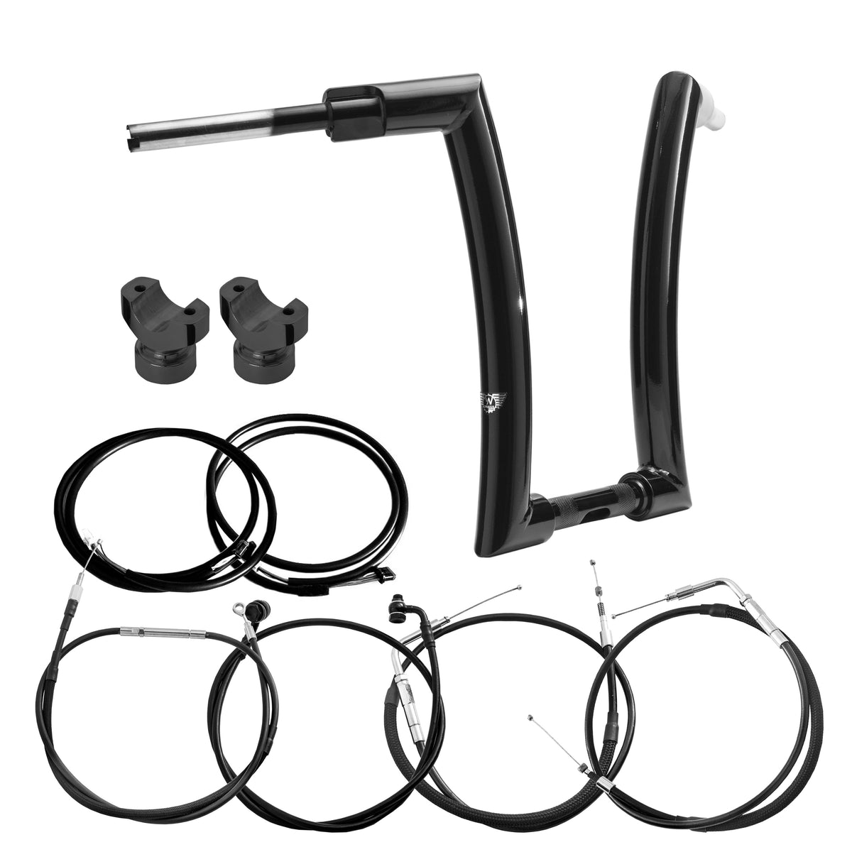 Wings Custom King Rhino 2" Handlebar Kit with Clamps, Cables & Wiring - Breakout 13-15 (Cable Throttle) - Gloss Black / Matte Black