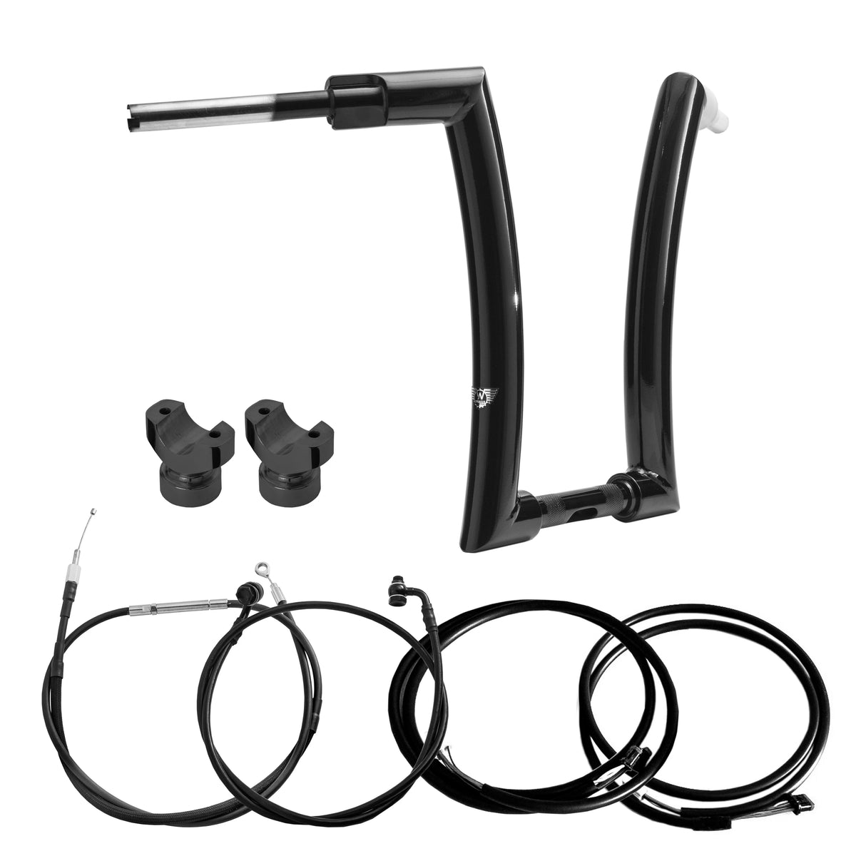 Wings Custom King Rhino 2" Handlebar Kit with Clamps, Cables & Wiring - Breakout 16-26 (E-Throttle) - Gloss Black / Matte Black