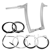 Wings Custom Mad Dogger Curve Rhino 2" Handlebar Kit with Cables & Wiring - Breakout 13-15 (Cable Throttle) - Polished Stainless Steel