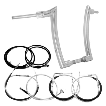 Wings Custom Mad Dogger Curve Rhino 2" Handlebar Kit with Cables & Wiring - Breakout 13-15 (Cable Throttle) - Polished Stainless Steel