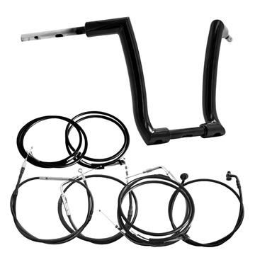 Wings Custom Rogue Rhino 2" Handlebar Kit with Cables & Wiring - Softail 11-15 (Cable Throttle) - Gloss Black / Matte Black / Polished Stainless Steel