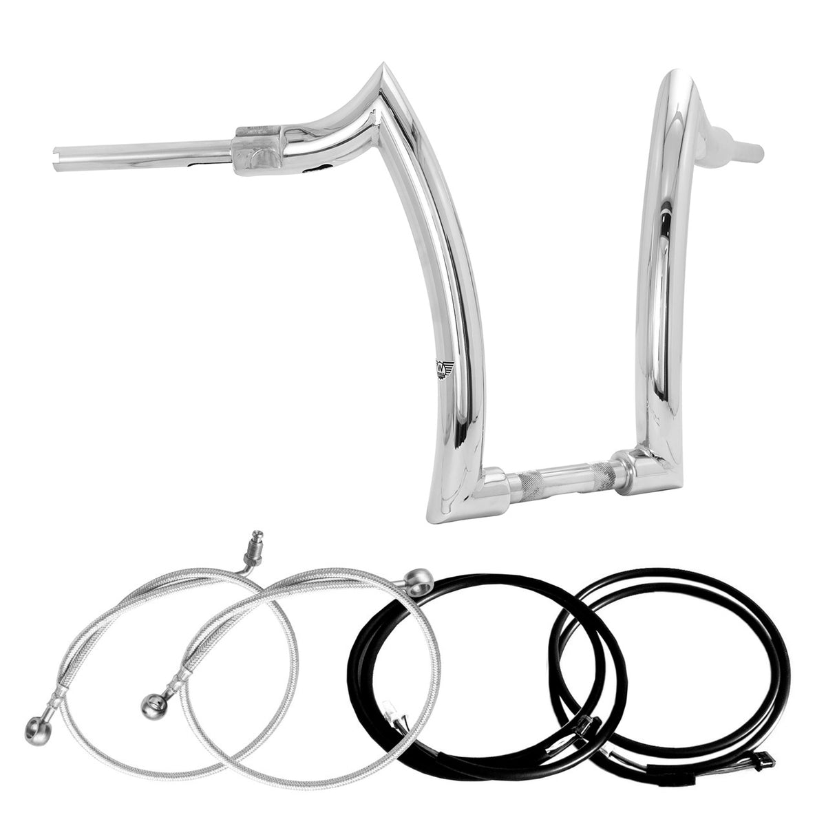 Wings Custom Front Diablo Rhino 2" Handlebar Kit with Cables & Wiring - Road Glide 15-20 (Hydraulic Clutch) - Polished Stainless Steel
