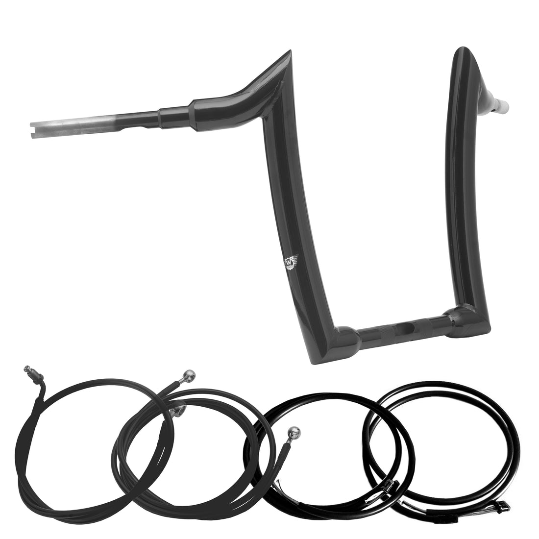 Wings Custom Diablo Curve Rhino 2" Handlebar Kit with Cables & Wiring - Road Glide 15-20 (Hydraulic Clutch) - Gloss Black / Matte Black
