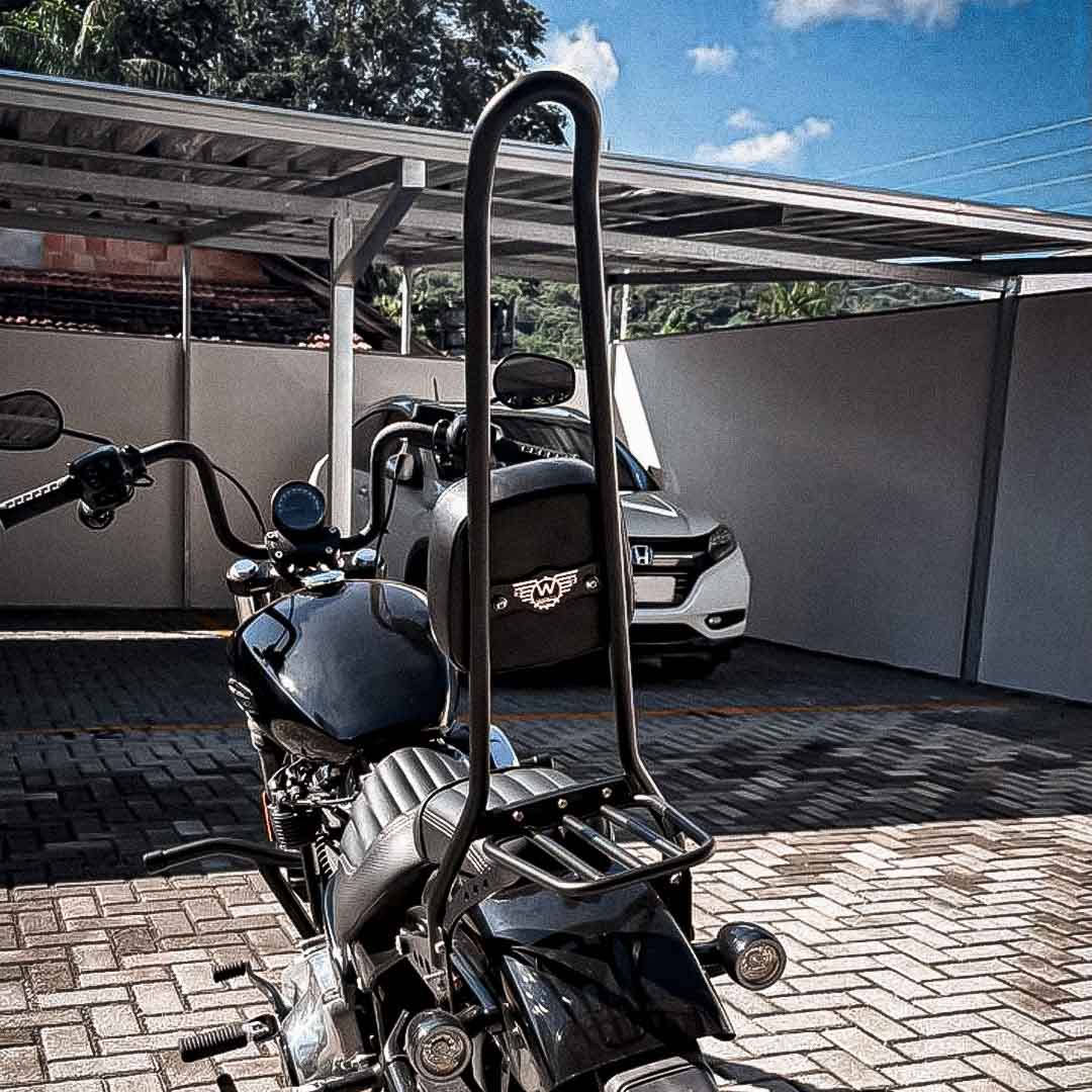Wings Custom Sissy Bar King 30" Detachable with Luggage Rack - Street Bob 18-26 - Gloss Black / Matte Black