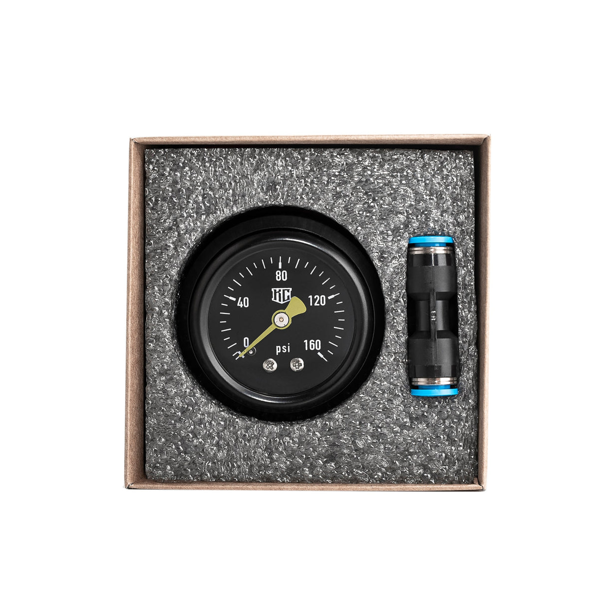 Killer Custom Rocker Box Mounted Air Ride Black Pressure Gauge Kit - Softail 18-up
