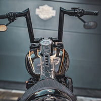 Wings Custom Mad Dogger Curve Rhino 2" Handlebars - Fat Boy 00-26 - Gloss Black / Matte Black