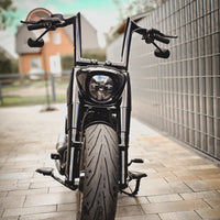 Wings Custom Mad Dogger Curve Rhino 2" Handlebars - Fat Boy 00-26 - Gloss Black / Matte Black