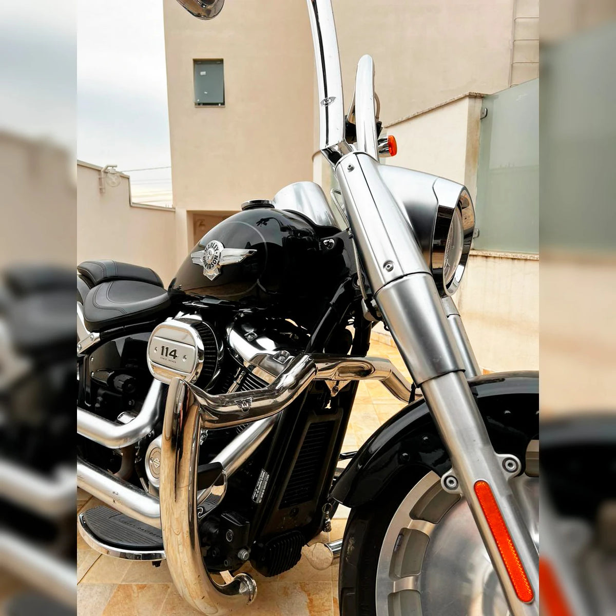 Wings Custom Diablo Rhino 2" Engine Guard / Crash Bar - Fat Boy 18-26 - Polished Stainless Steel
