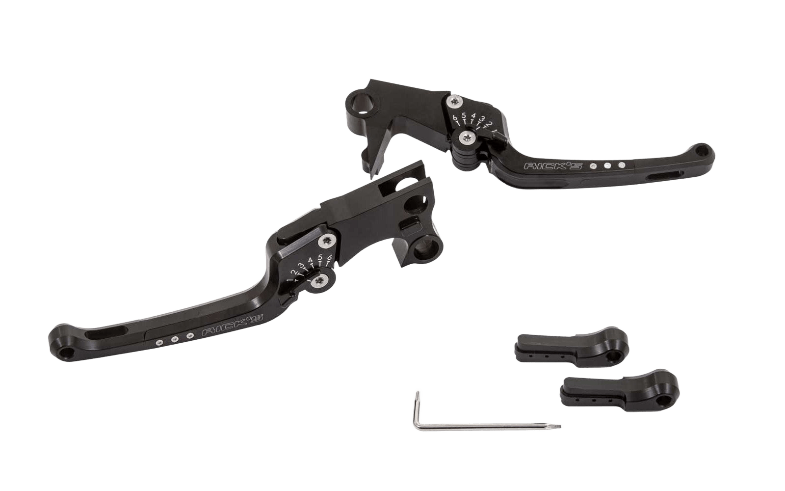 Rick's Adjustable Levers Set "Good Guys" Black - Touring 08 - 13 - Henne Company