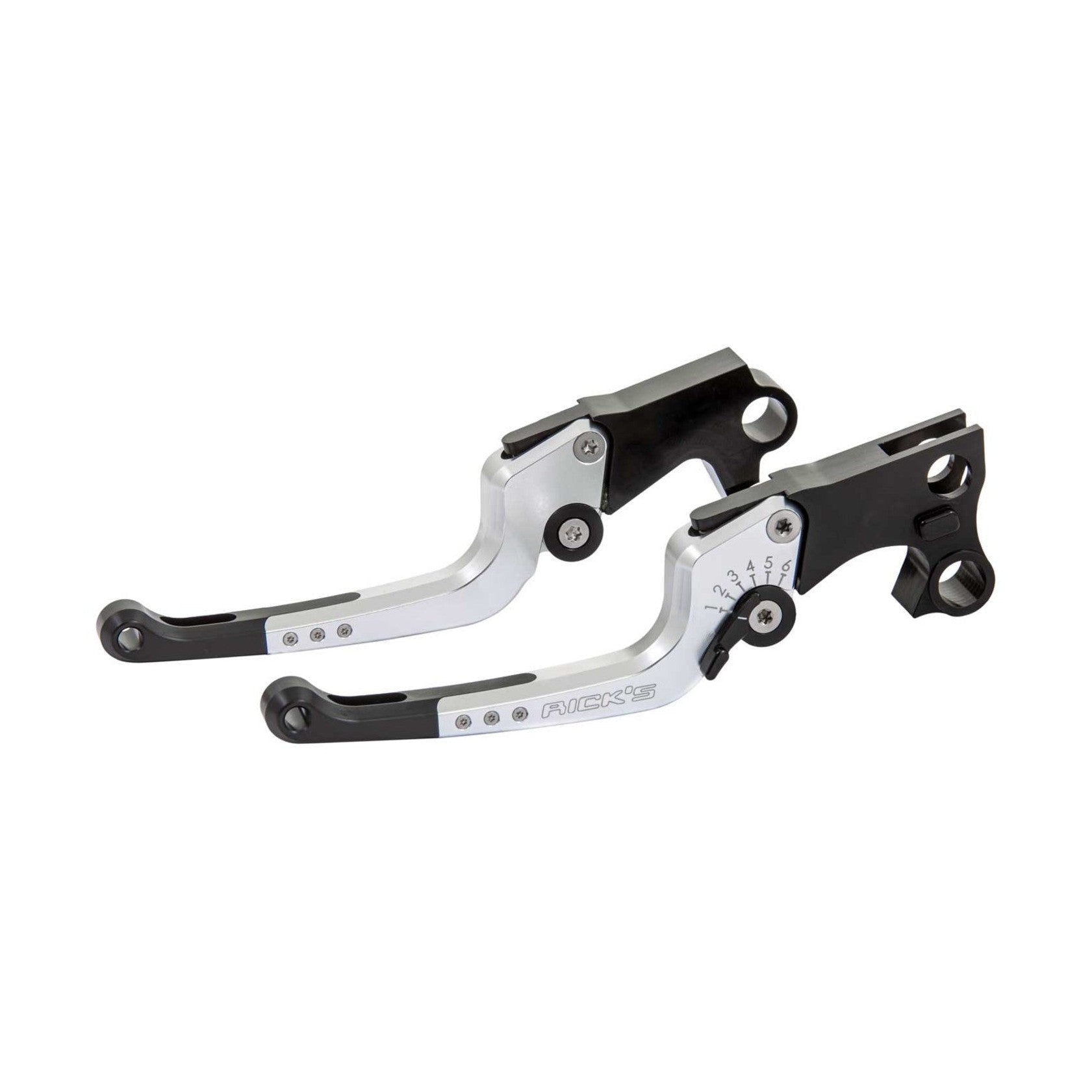 Rick's Adjustable Levers Set "Good Guys" Silver - Softail 15 - 17 - Henne Company