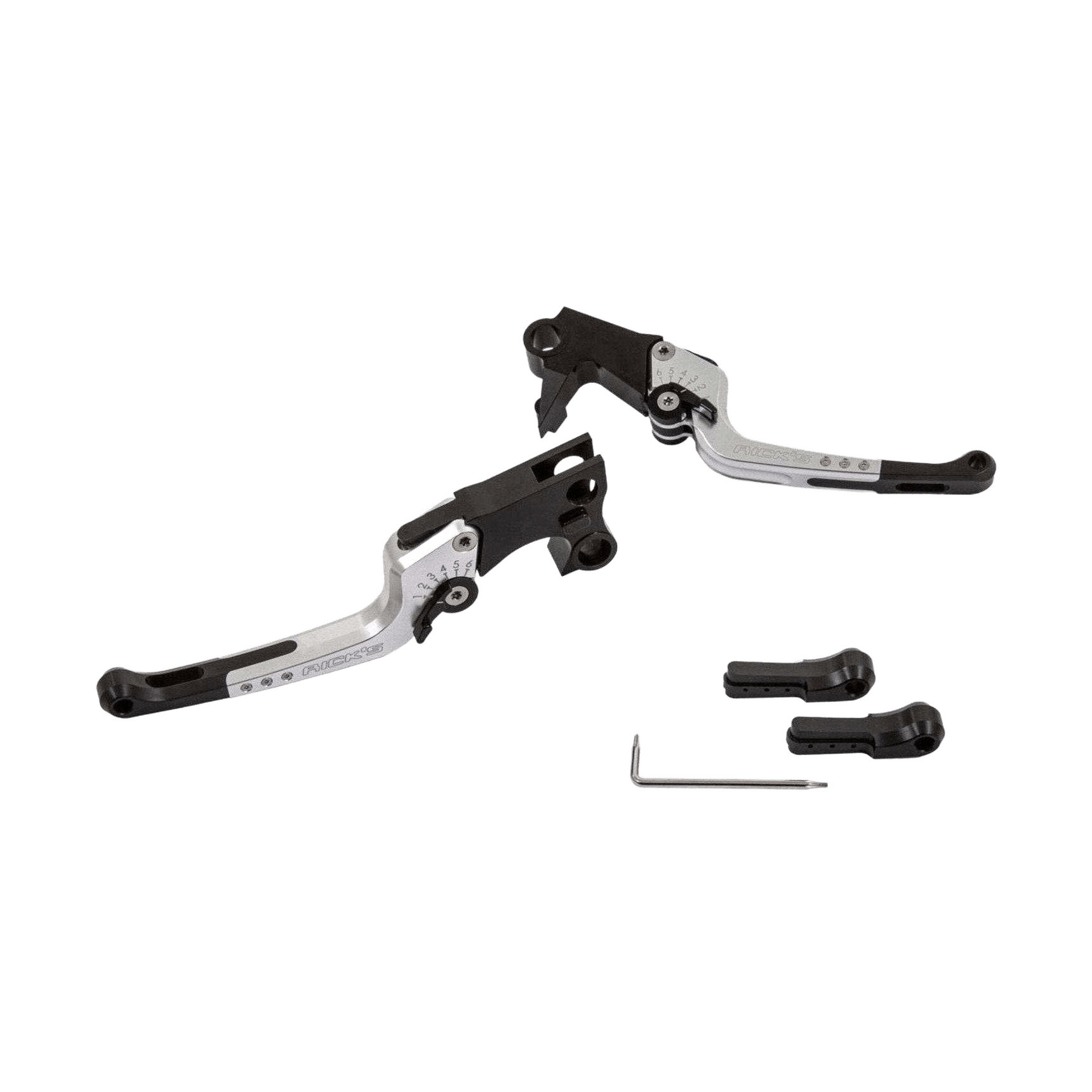 Rick's Adjustable Levers Set "Good Guys" Silver - Softail 18 - up - Henne Company