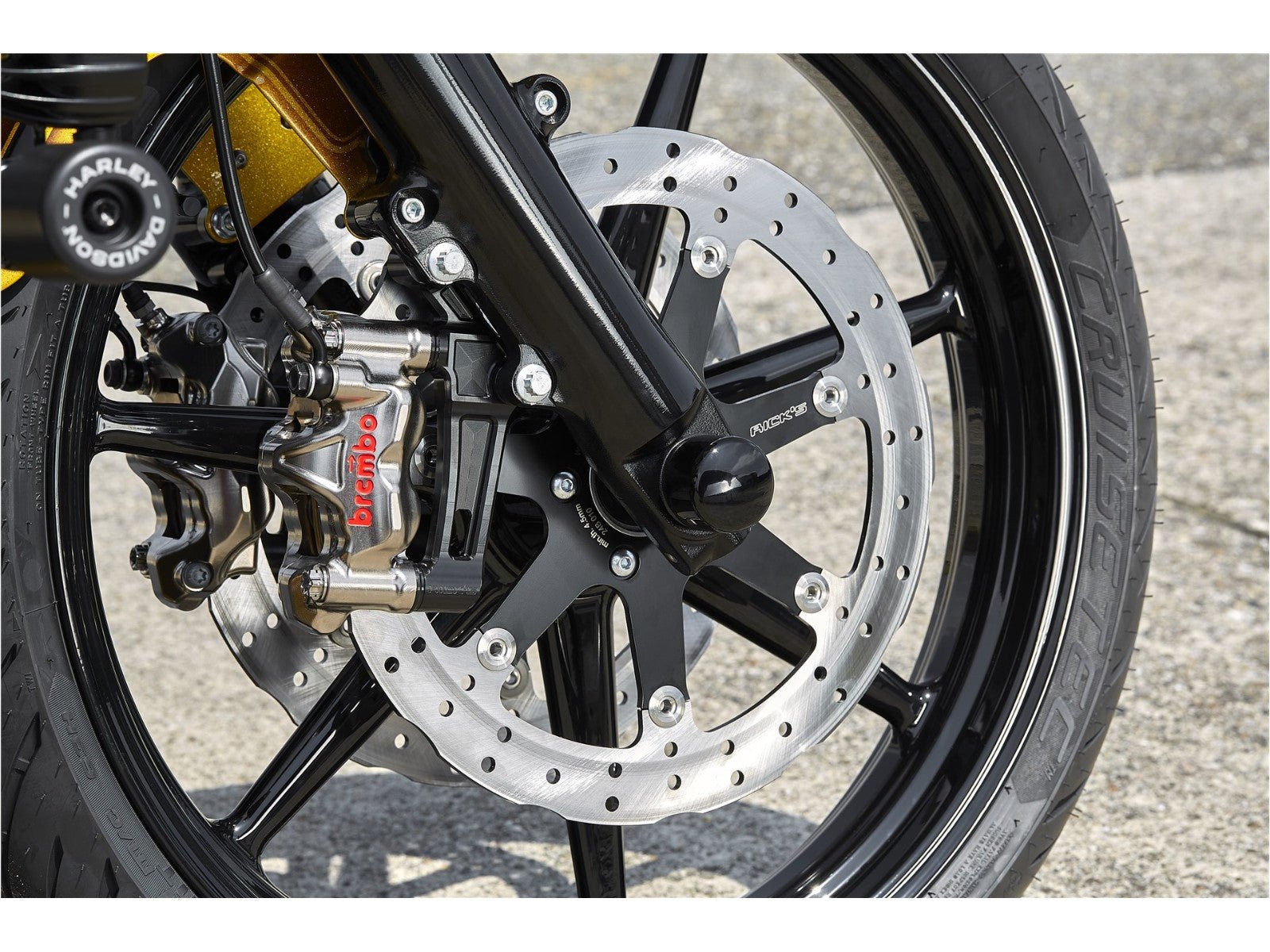 Rick's Clubstyle Front Brake Radial Caliper Adapter Left Side 300mm - 07 - up - Henne Company