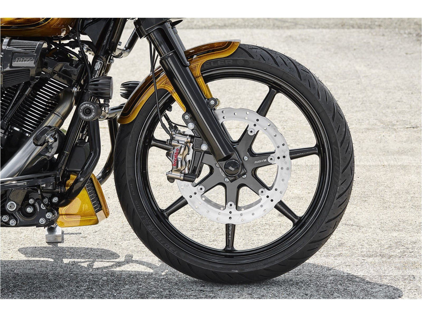 Rick's Clubstyle Front Brake Radial Caliper Adapter Left Side 300mm - 07 - up - Henne Company
