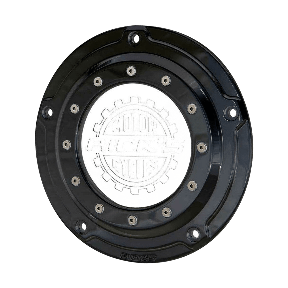 Rick's Derby Cover "Bullauge" Gloss Black With Logo - Softail 19 - up - Henne Company