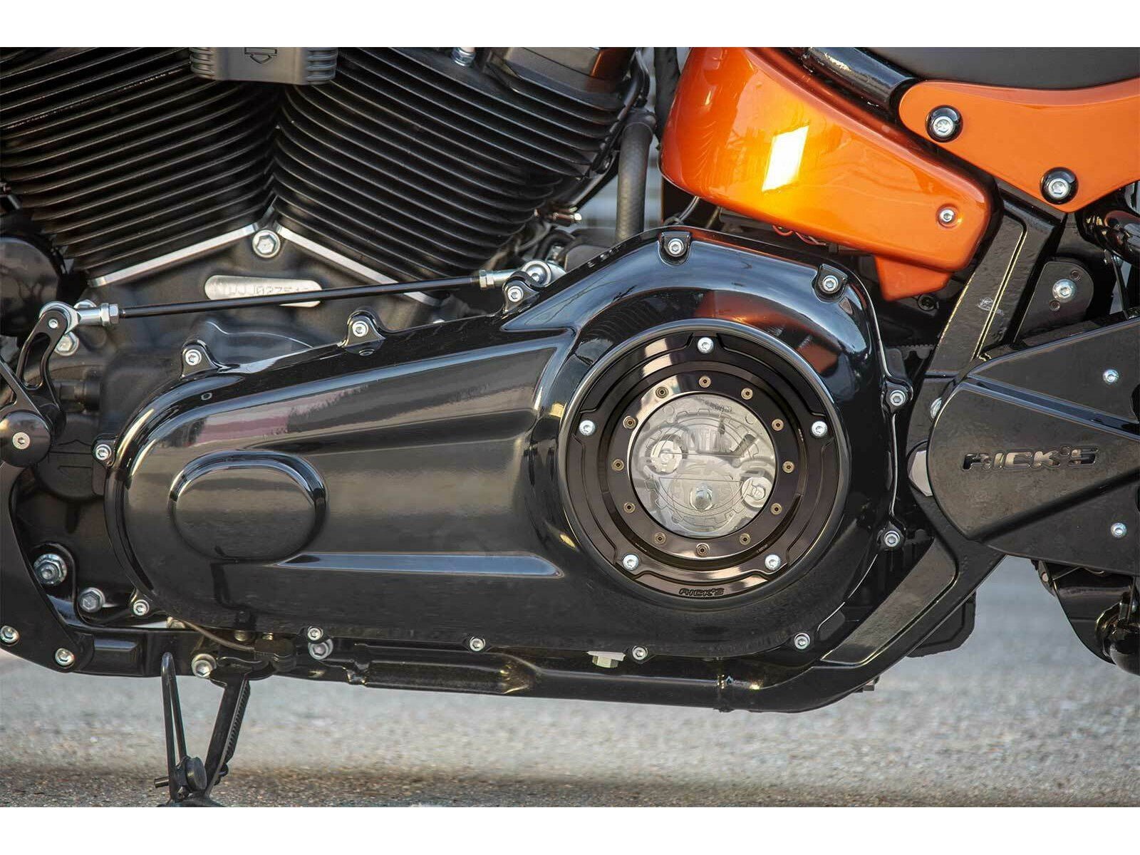 Rick's Derby Cover "Bullauge" Matte Black With Logo - Softail 19 - up - Henne Company