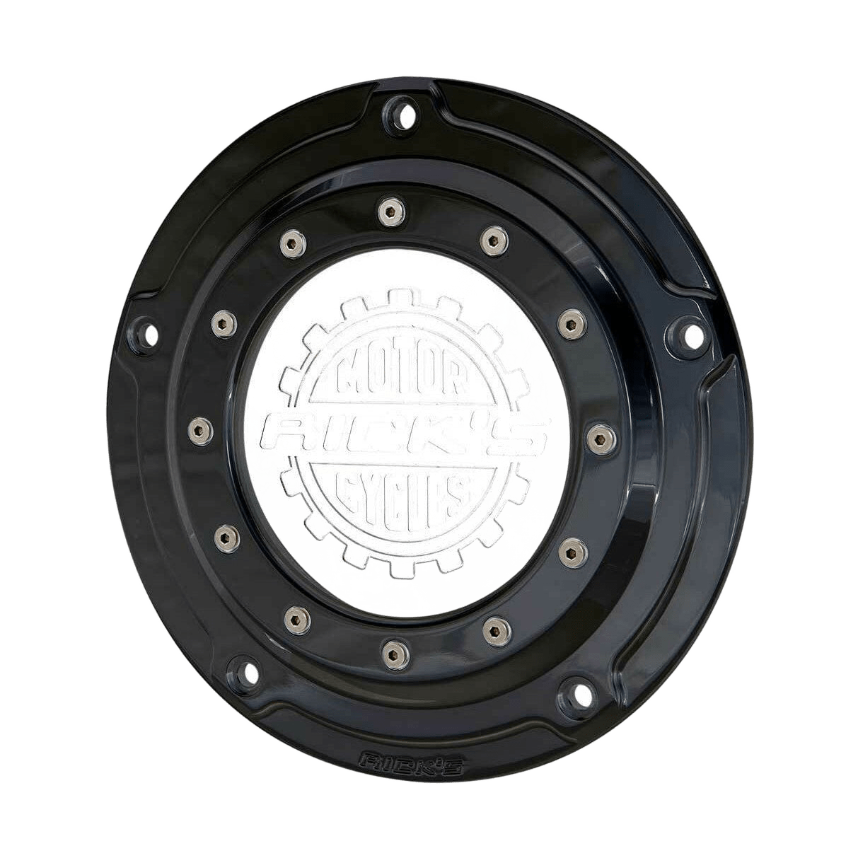 Rick's Derby Cover "Bullauge" Matte Black With Logo - Softail 19 - up - Henne Company