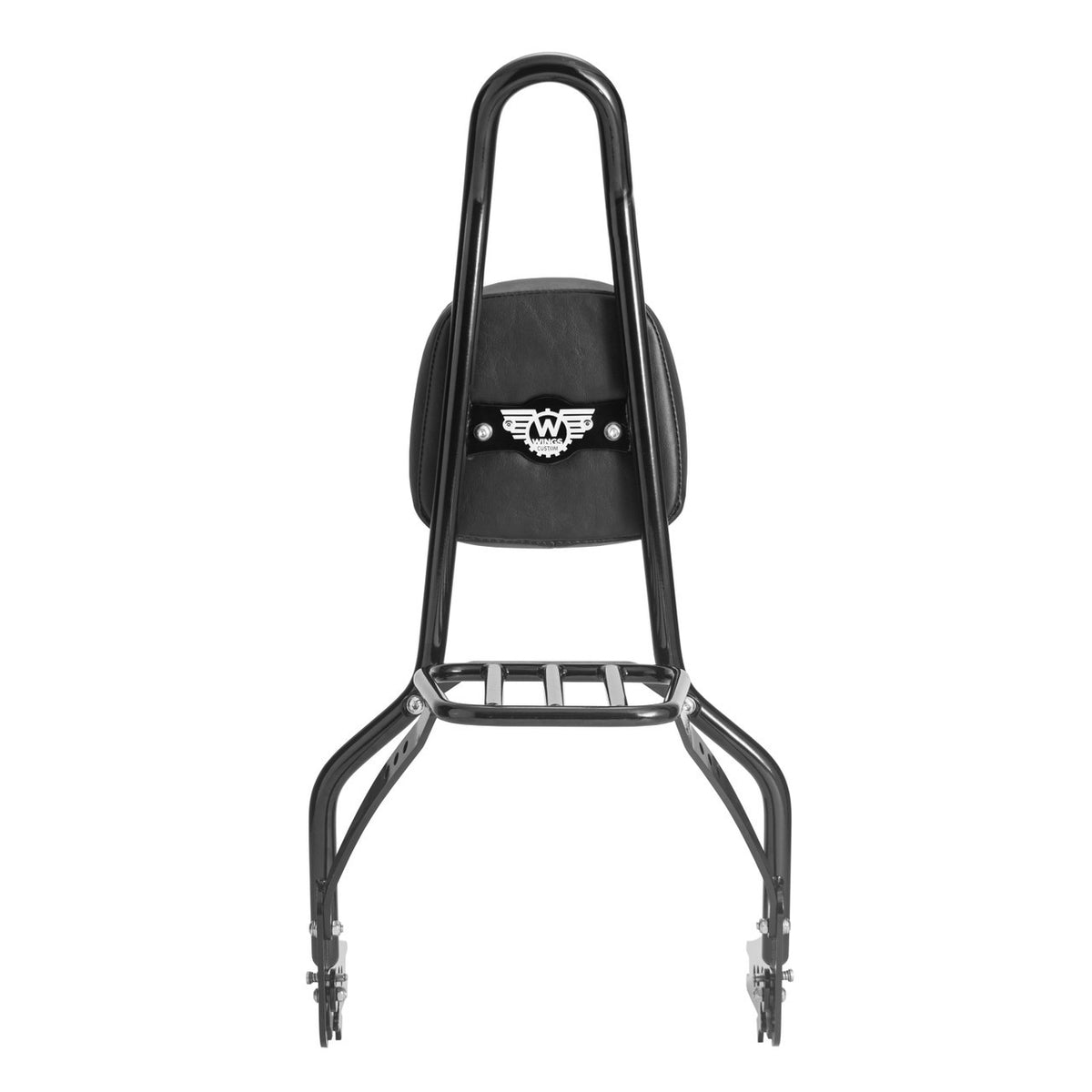 Wings Custom Sissy Bar King 25" Detachable with Luggage Rack - Softail Custom 07-10 - Gloss Black / Matte Black