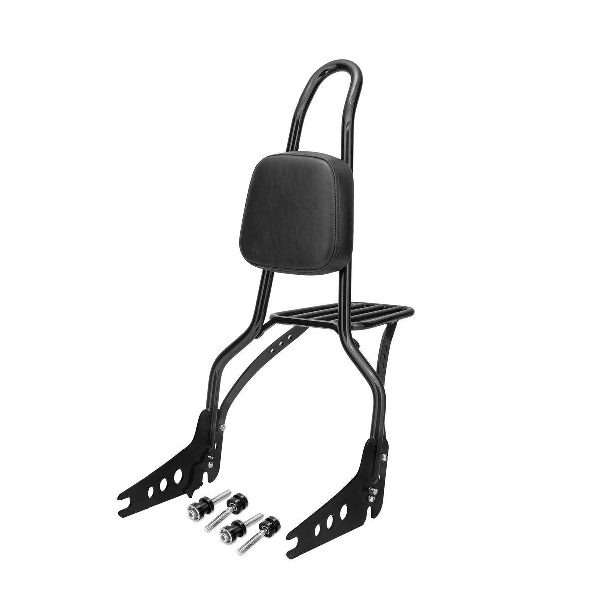 Wings Custom Sissy Bar King 25" Detachable with Luggage Rack - Softail Deluxe 05-20 - Gloss Black / Matte Black