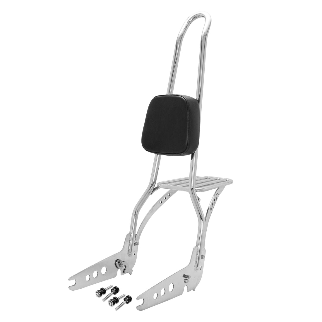 Wings Custom Sissy Bar King 30" Detachable with Luggage Rack - Breakout 13-26 - Polished Stainless Steel