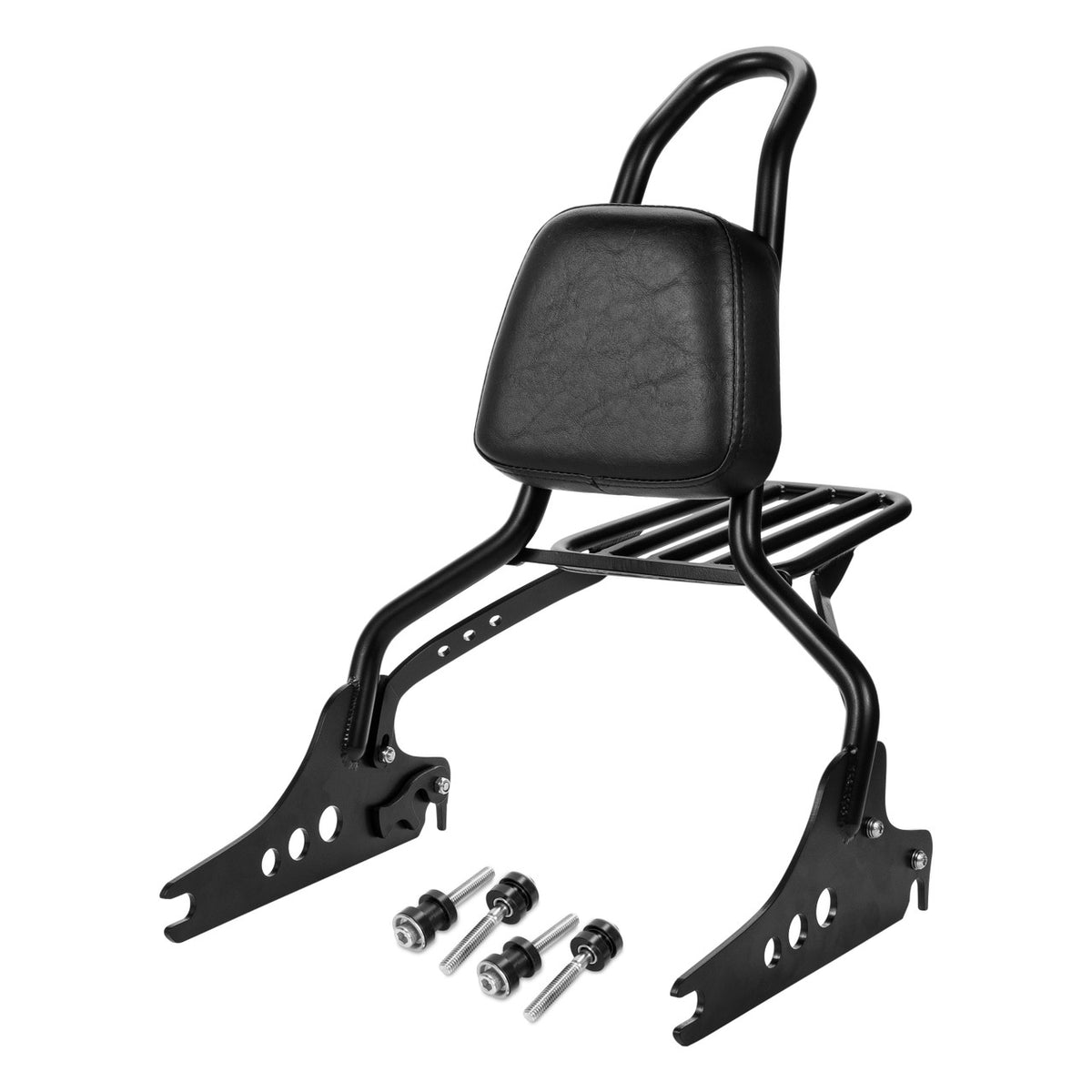Wings Custom Sissy Bar King 20" Detachable with Luggage Rack - Softail Custom 07-10 - Gloss Black / Matte Black