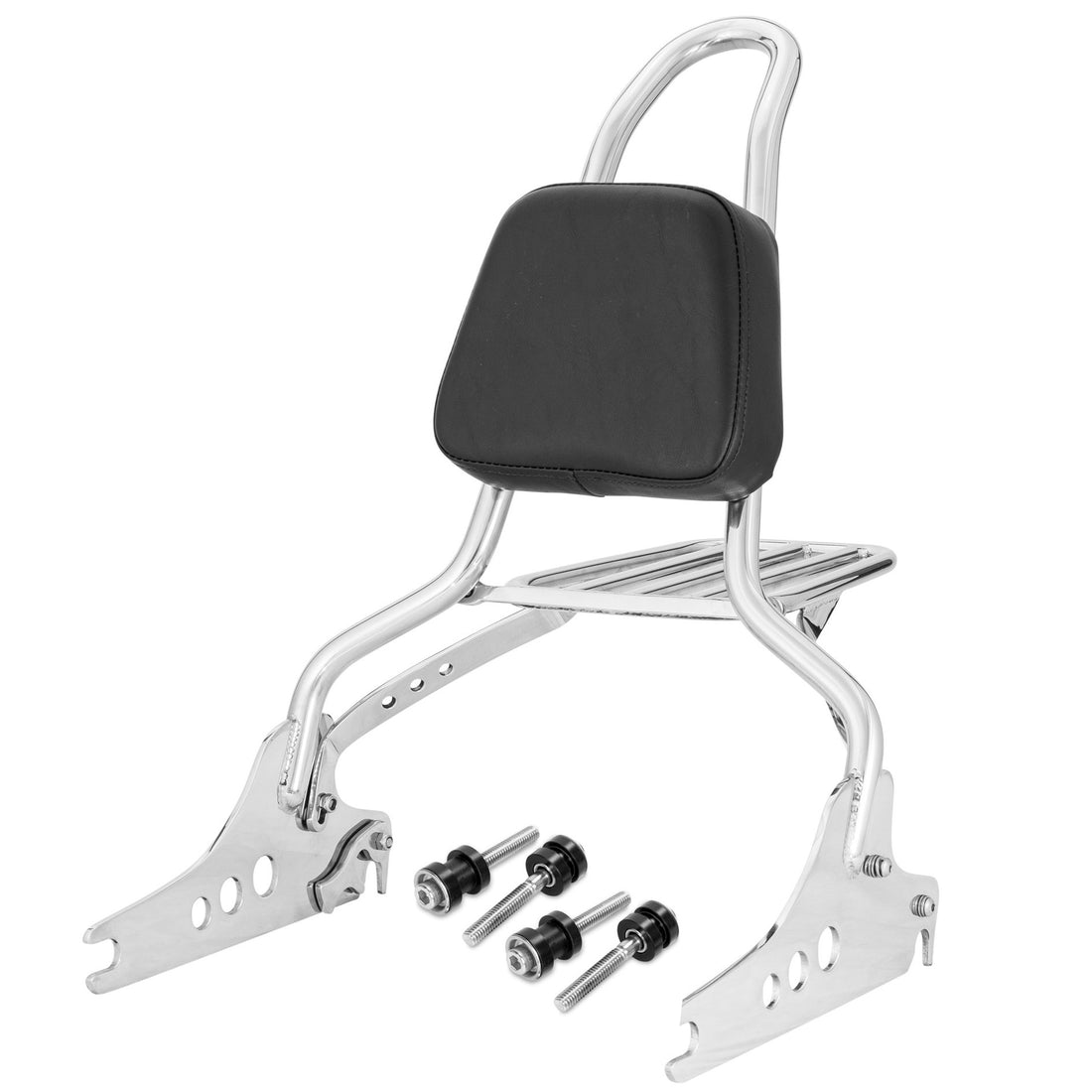 Wings Custom Sissy Bar King 20" Detachable with Luggage Rack - Breakout 13-26 - Polished Stainless Steel