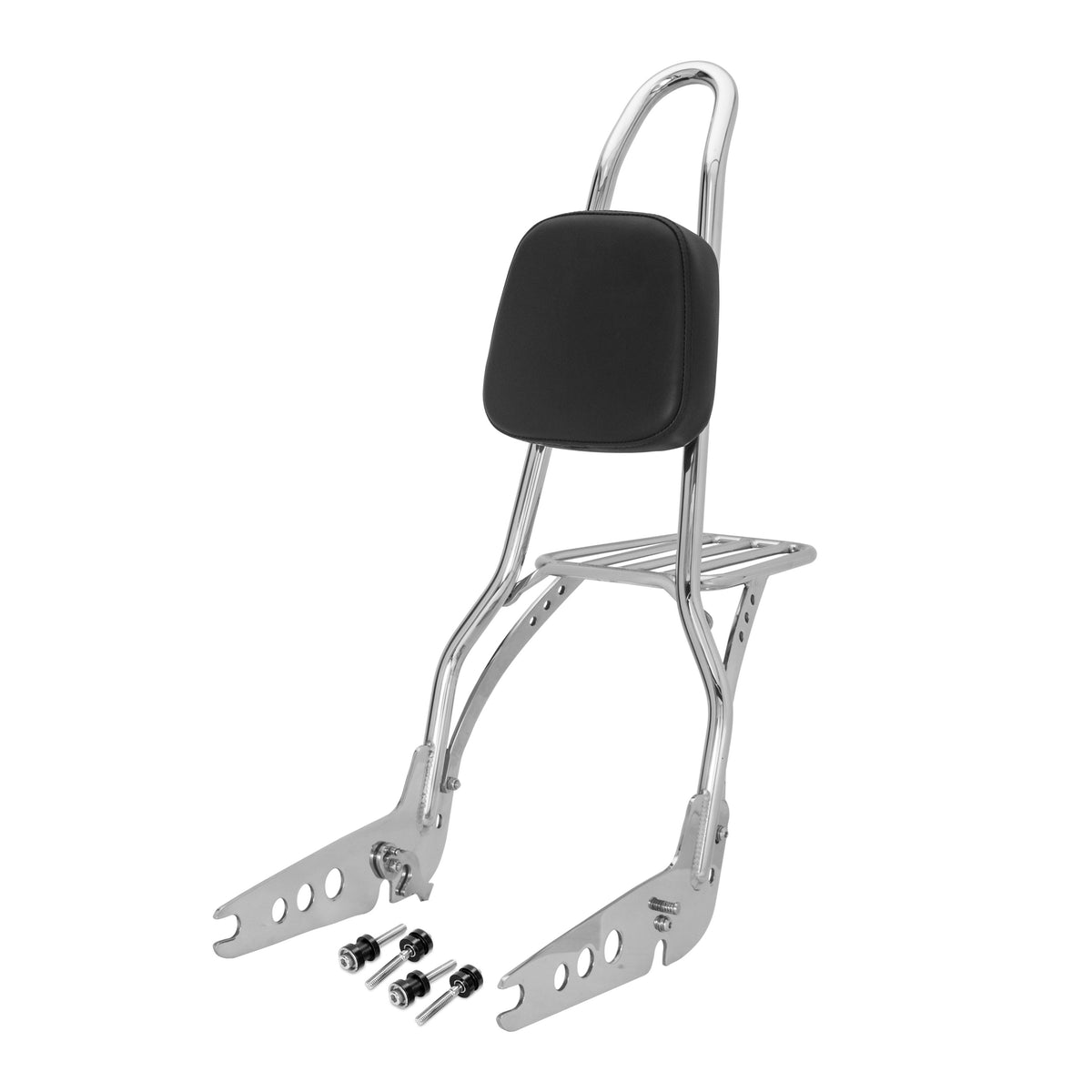 Wings Custom Sissy Bar King 25" Detachable with Luggage Rack - Softail Custom 07-10 - Polished Stainless Steel