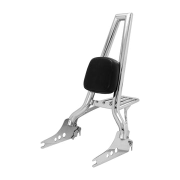 Wings Custom Sissy Bar Squarebone Brutale 25" Detachable with Luggage Rack - Softail Custom 07-10 - Polished Stainless Steel