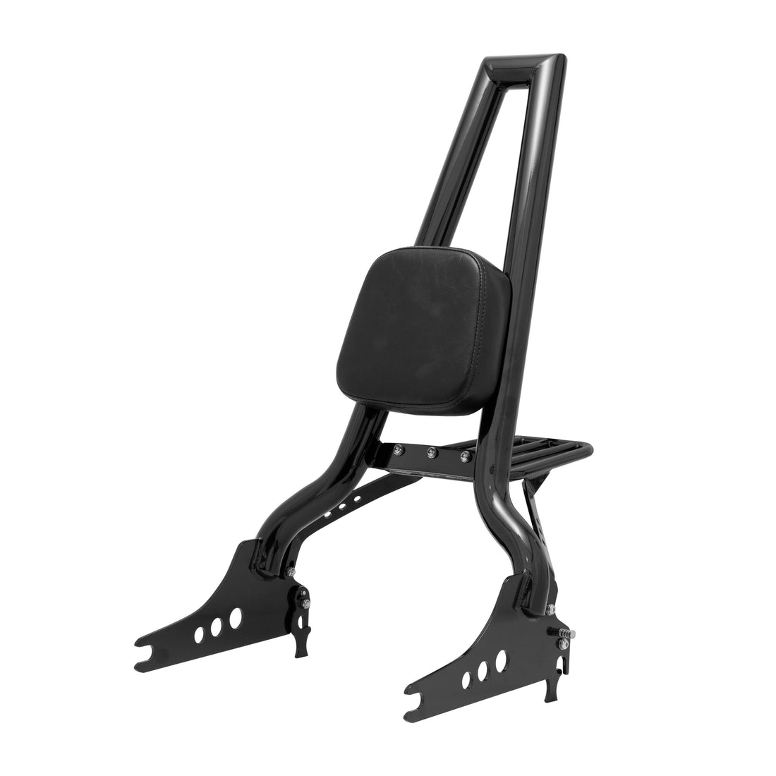 Wings Custom Sissy Bar Squarebone Brutale 25" Detachable with Luggage Rack - Heritage 02-25 - Gloss Black / Matte Black