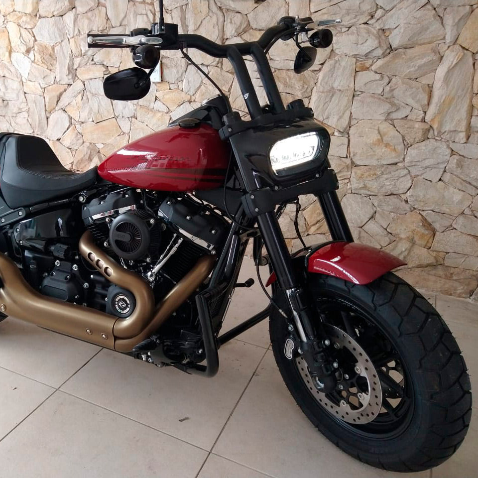 Wings Custom Sun Bar Pullback Brutale 1-1/2" Handlebars - Fat Bob 18-24 - Gloss Black / Matte Black