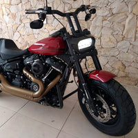 Wings Custom Sun Bar Pullback Brutale 1-1/2" Handlebars - Fat Bob 18-24 - Gloss Black / Matte Black